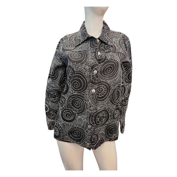 Laura Ashley Black Embroidered Blazer Womens Size Small - Picture 2 of 7